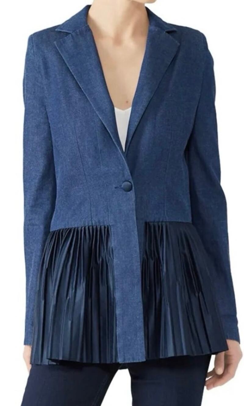 Deborah Lyons Denim Pleated Kaya Blazer 14